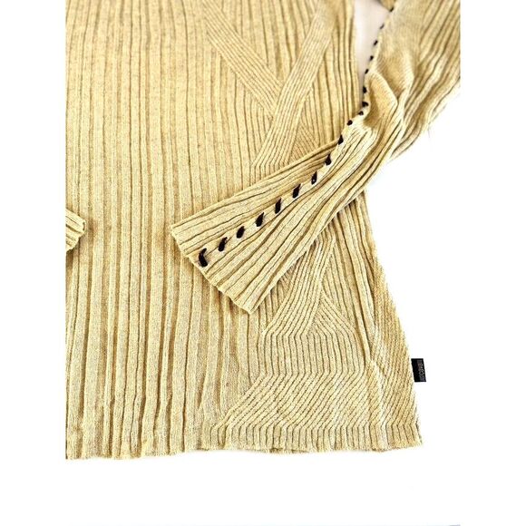 Just Cavalli Sweater XXL Light Yellow Brown Lace Up Sleeves Designer Italy Boho - Picture 5 of 16
